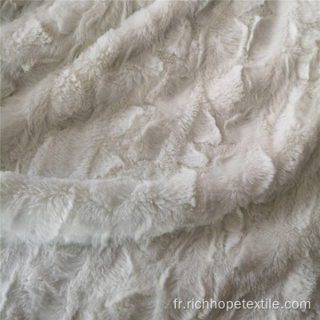 Tissu polaire en peluche Pv en relief blanc Polyester